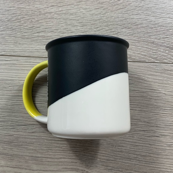 Starbucks Matte Black White Angle Dipped Glaze Yellow Handle Coffee Mug 2017 - Picture 4 of 8